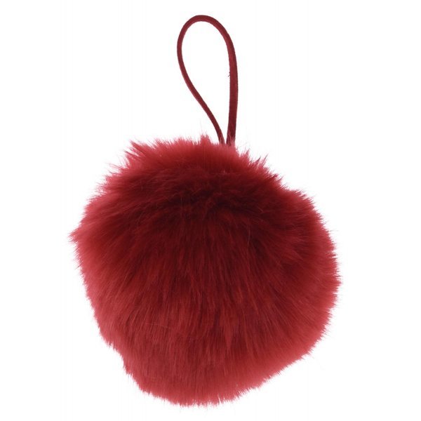 Χριστουγεννιάτικη Μπάλα Κόκκινη Γούνινη (8cm)